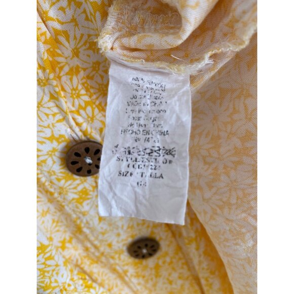 Yellow Floral Button Up Tiered Mini Dress By Carole Christian - Women's Size M - Picture 6 of 6